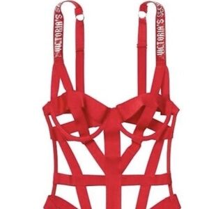 Victoria's Secret Very Sexy Banded Logo Shine Strap Teddy XS